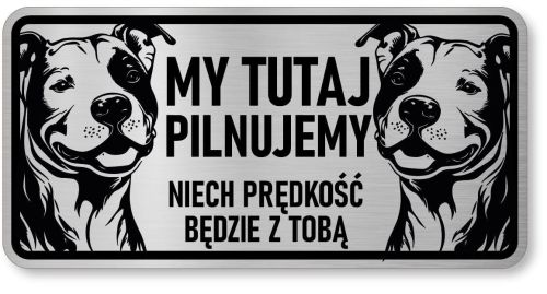 Tabliczka ostrzegawcza - Uwaga pies Pitbull 2 psy