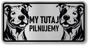 Tabliczka ostrzegawcza - Uwaga pies Pitbull 2 psy