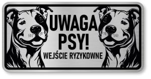 Tabliczka ostrzegawcza - Uwaga pies Pitbull 2 psy