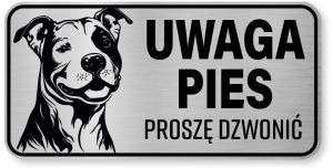Tabliczka ostrzegawcza - Uwaga pies Pitbull
