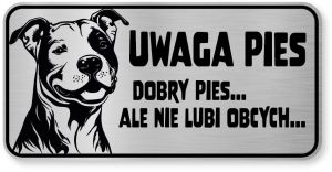 Tabliczka ostrzegawcza - Uwaga pies Pitbull