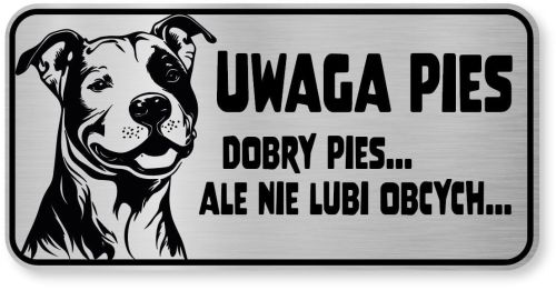 Tabliczka ostrzegawcza - Uwaga pies Pitbull