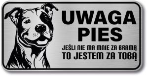 Tabliczka ostrzegawcza - Uwaga pies Pitbull