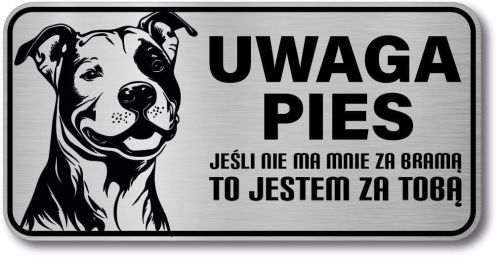 Tabliczka ostrzegawcza - Uwaga pies Pitbull