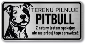 Tabliczka ostrzegawcza - Uwaga pies Pitbull