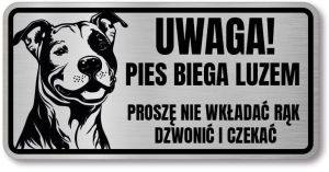 Tabliczka ostrzegawcza - Uwaga pies Pitbull