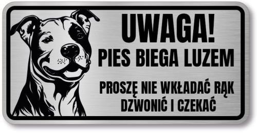 Tabliczka ostrzegawcza - Uwaga pies Pitbull