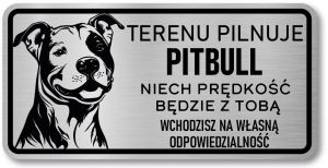 Tabliczka ostrzegawcza - Uwaga pies Pitbull