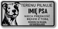 Tabliczka ostrzegawcza - Uwaga pies PITBULL z imieniem