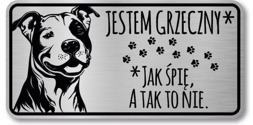Tabliczka ostrzegawcza - Uwaga pies PITBULL śmieszna