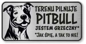 Tabliczka ostrzegawcza - Uwaga pies PITBULL śmieszna