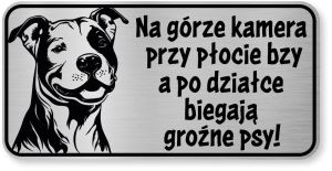 Tabliczka ostrzegawcza - Uwaga pies PITBULL śmieszna
