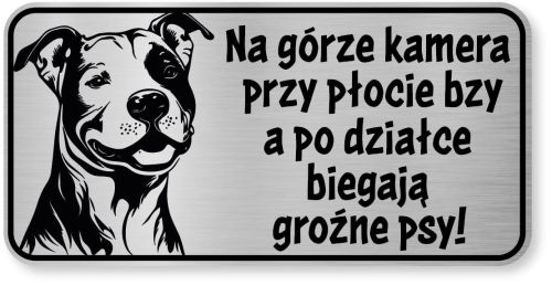 Tabliczka ostrzegawcza - Uwaga pies PITBULL śmieszna