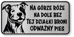 Tabliczka ostrzegawcza - Uwaga pies PITBULL śmieszna