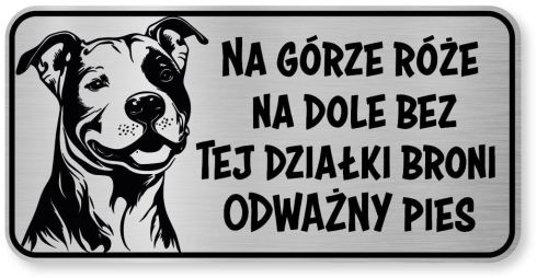 Tabliczka ostrzegawcza - Uwaga pies PITBULL śmieszna