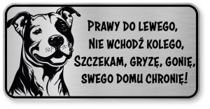 Tabliczka ostrzegawcza - Uwaga pies PITBULL śmieszna