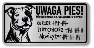 Tabliczka ostrzegawcza - Uwaga pies PITBULL śmieszna