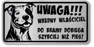 Tabliczka ostrzegawcza - Uwaga pies PITBULL śmieszna