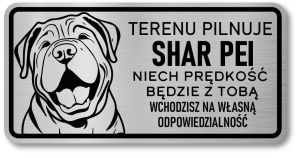 Tabliczka ostrzegawcza - Uwaga pies SHAR PEI