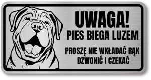 Tabliczka ostrzegawcza - Uwaga pies SHAR PEI