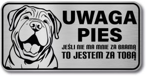 Tabliczka ostrzegawcza - Uwaga pies SHAR PEI