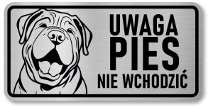Tabliczka ostrzegawcza - Uwaga pies SHAR PEI