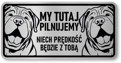 Tabliczka ostrzegawcza - Uwaga pies SHAR PEI 2 psy