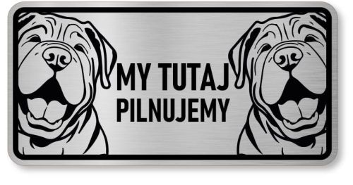 Tabliczka ostrzegawcza - Uwaga pies SHAR PEI 2 psy
