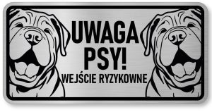 Tabliczka ostrzegawcza - Uwaga pies SHAR PEI 2 psy
