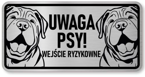 Tabliczka ostrzegawcza - Uwaga pies SHAR PEI 2 psy