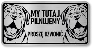 Tabliczka ostrzegawcza - Uwaga pies SHAR PEI 2 psy