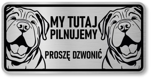 Tabliczka ostrzegawcza - Uwaga pies SHAR PEI 2 psy