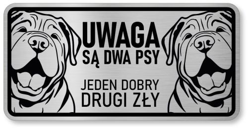 Tabliczka ostrzegawcza - Uwaga pies SHAR PEI 2 psy