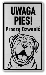 Tabliczka ostrzegawcza - Uwaga pies SHAR PEI