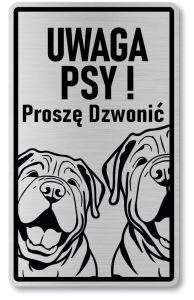 Tabliczka ostrzegawcza - Uwaga pies SHAR PEI 2 psy