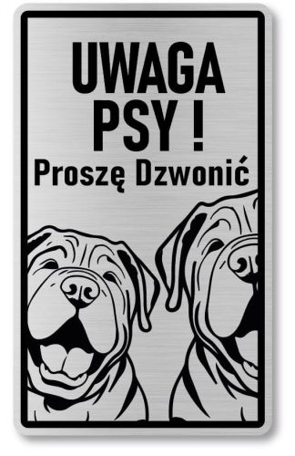 Tabliczka ostrzegawcza - Uwaga pies SHAR PEI 2 psy