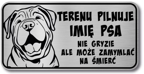 Tabliczka ostrzegawcza - Uwaga pies Shar Pei śmieszna