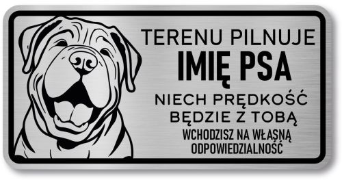 Tabliczka ostrzegawcza - Uwaga pies Shar Pei z imieniem