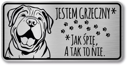 Tabliczka ostrzegawcza - Uwaga pies Shar Pei śmieszna