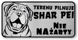 Tabliczka ostrzegawcza - Uwaga pies Shar Pei śmieszna