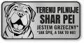 Tabliczka ostrzegawcza - Uwaga pies Shar Pei śmieszna