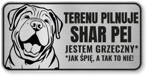 Tabliczka ostrzegawcza - Uwaga pies Shar Pei śmieszna