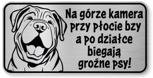 Tabliczka ostrzegawcza - Uwaga pies Shar Pei śmieszna
