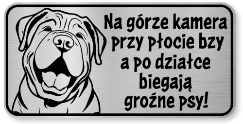 Tabliczka ostrzegawcza - Uwaga pies Shar Pei śmieszna