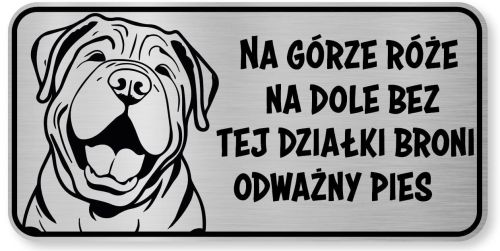 Tabliczka ostrzegawcza - Uwaga pies Shar Pei śmieszna