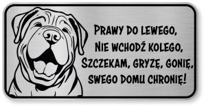 Tabliczka ostrzegawcza - Uwaga pies SHAR PEI śmieszna