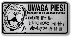 Tabliczka ostrzegawcza - Uwaga pies SHAR PEI śmieszna