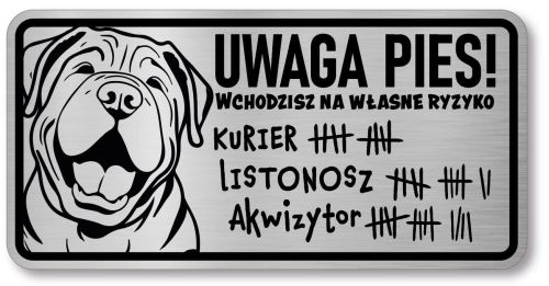Tabliczka ostrzegawcza - Uwaga pies SHAR PEI śmieszna