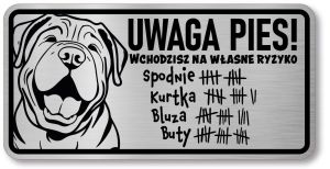 Tabliczka ostrzegawcza - Uwaga pies SHAR PEI śmieszna