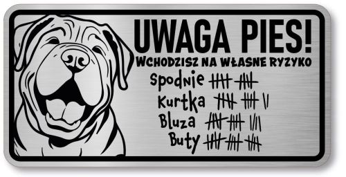 Tabliczka ostrzegawcza - Uwaga pies SHAR PEI śmieszna